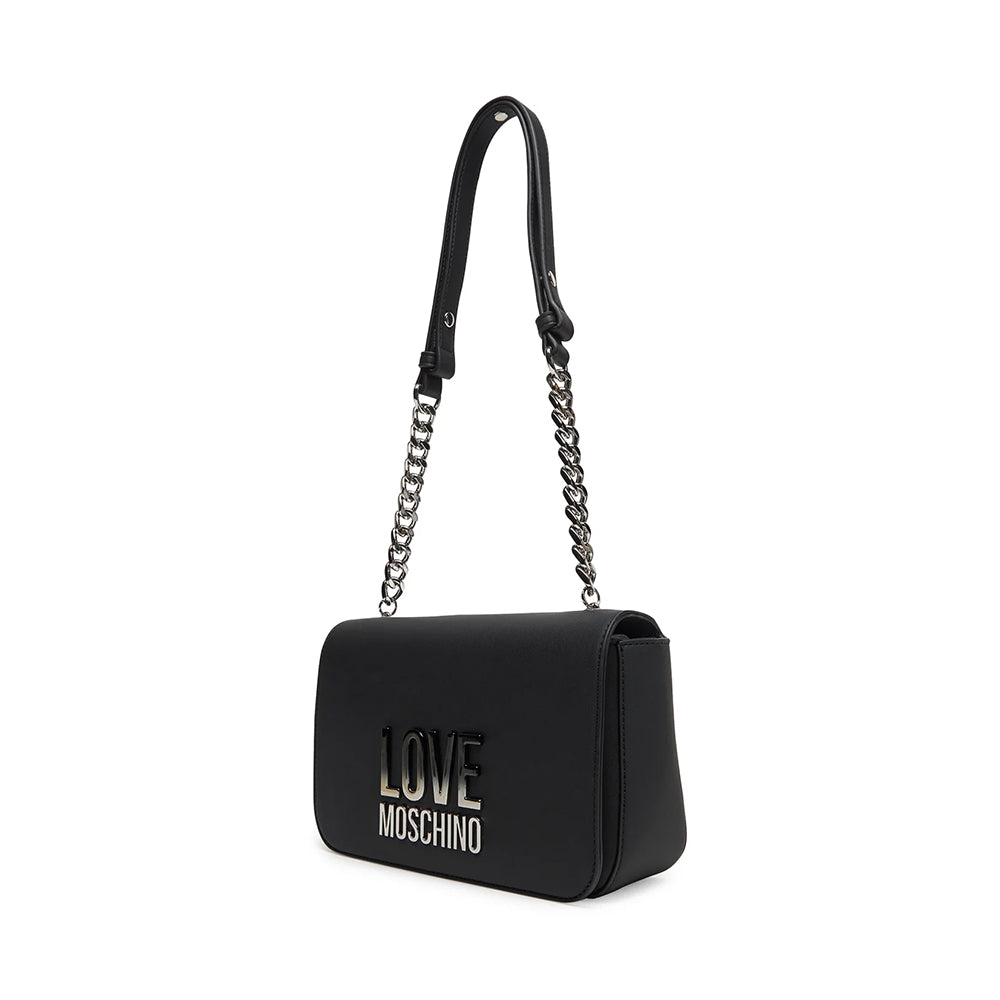 Borsa Donna a Spalla LOVE MOSCHINO Nera con Logo Lettering Sfumato