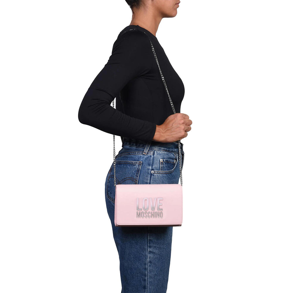 Clutch con Tracolla LOVE MOSCHINO Rosa con Logo Lettering Sfumato