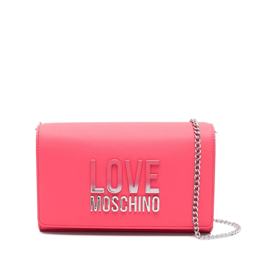 LOVE MOSCHINO 
Clutch mit Schultergurt in Fuchsia mit schattiertem Logo-Schriftzug