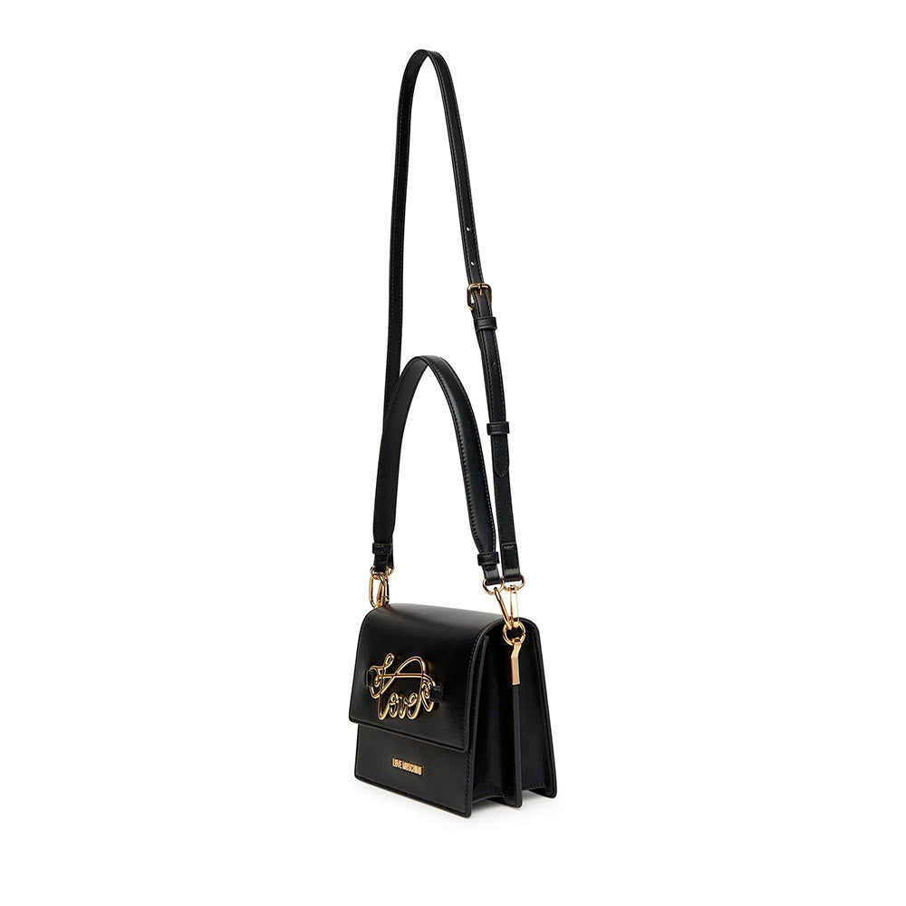 Borsa Donna a Spalla con Tracolla LOVE MOSCHINO Nera con Logo in Corsivo