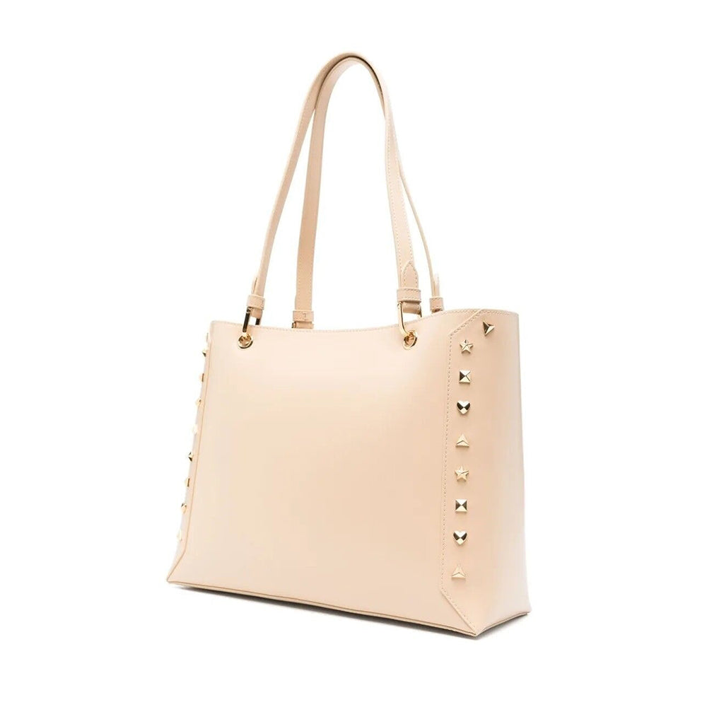 Shopping Bag LOVE MOSCHINO Beige con Borchie