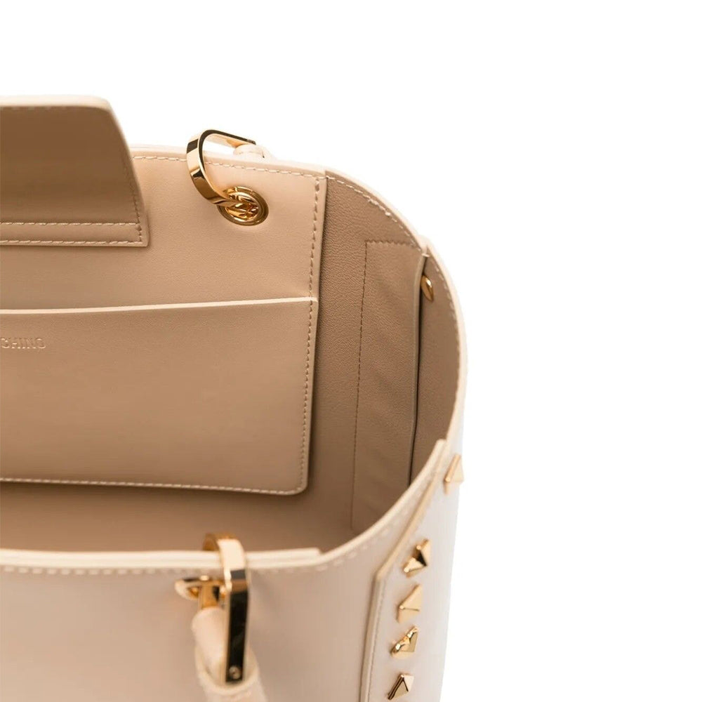 Shopping Bag LOVE MOSCHINO Beige con Borchie