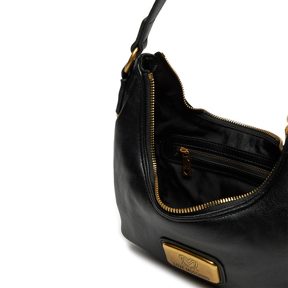 Hobo Bag a Mano LOVE MOSCHINO Nera con Placca Logo