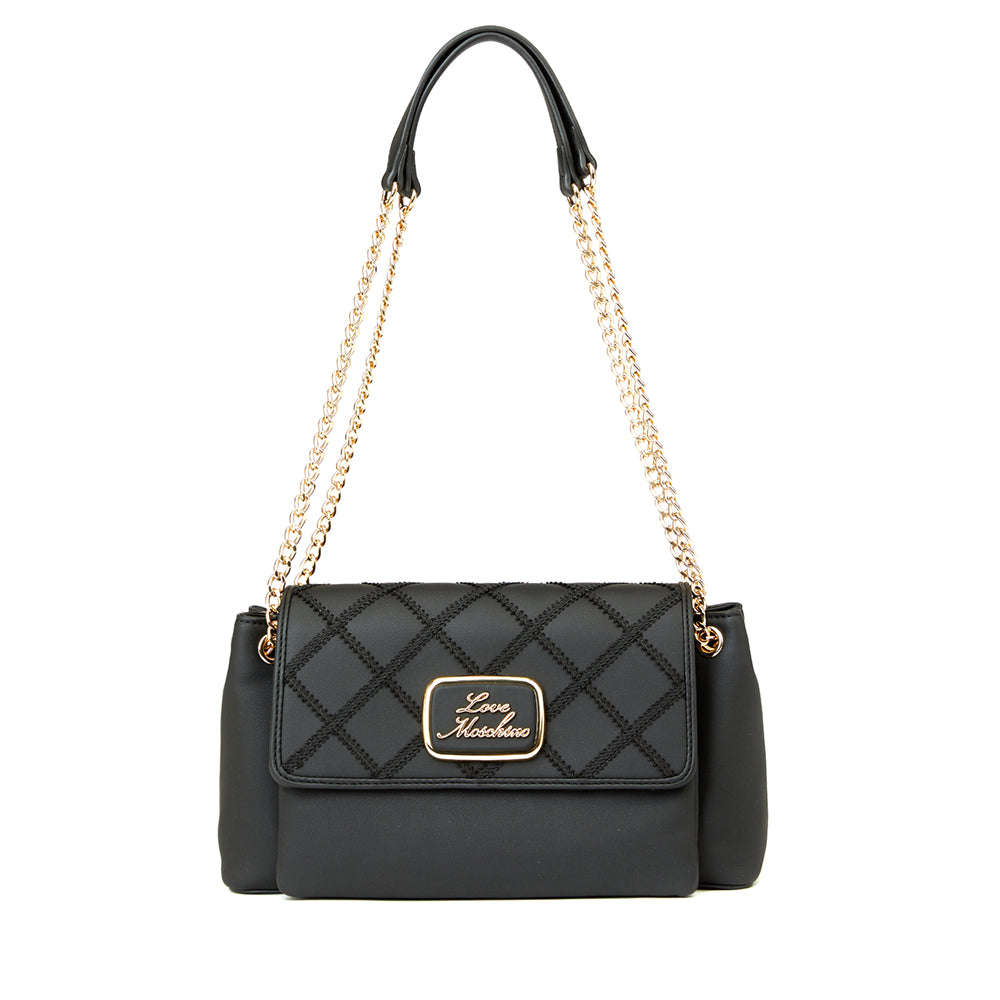 LOVE MOSCHINO
Schultertasche mit schwarzem Schachstickerei