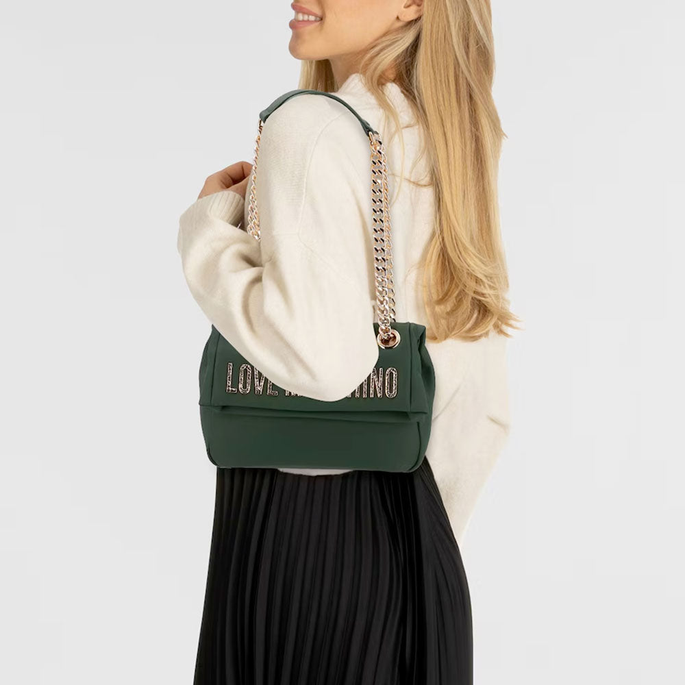 Borsa Donna a Spalla e a Tracolla LOVE MOSCHINO Verde con Maxi Logo