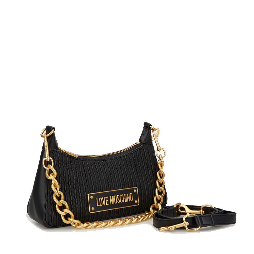 LOVE MOSCHINO
Hobo Bag mit Schultergurt aus schwarzem plissiertem Nappaleder