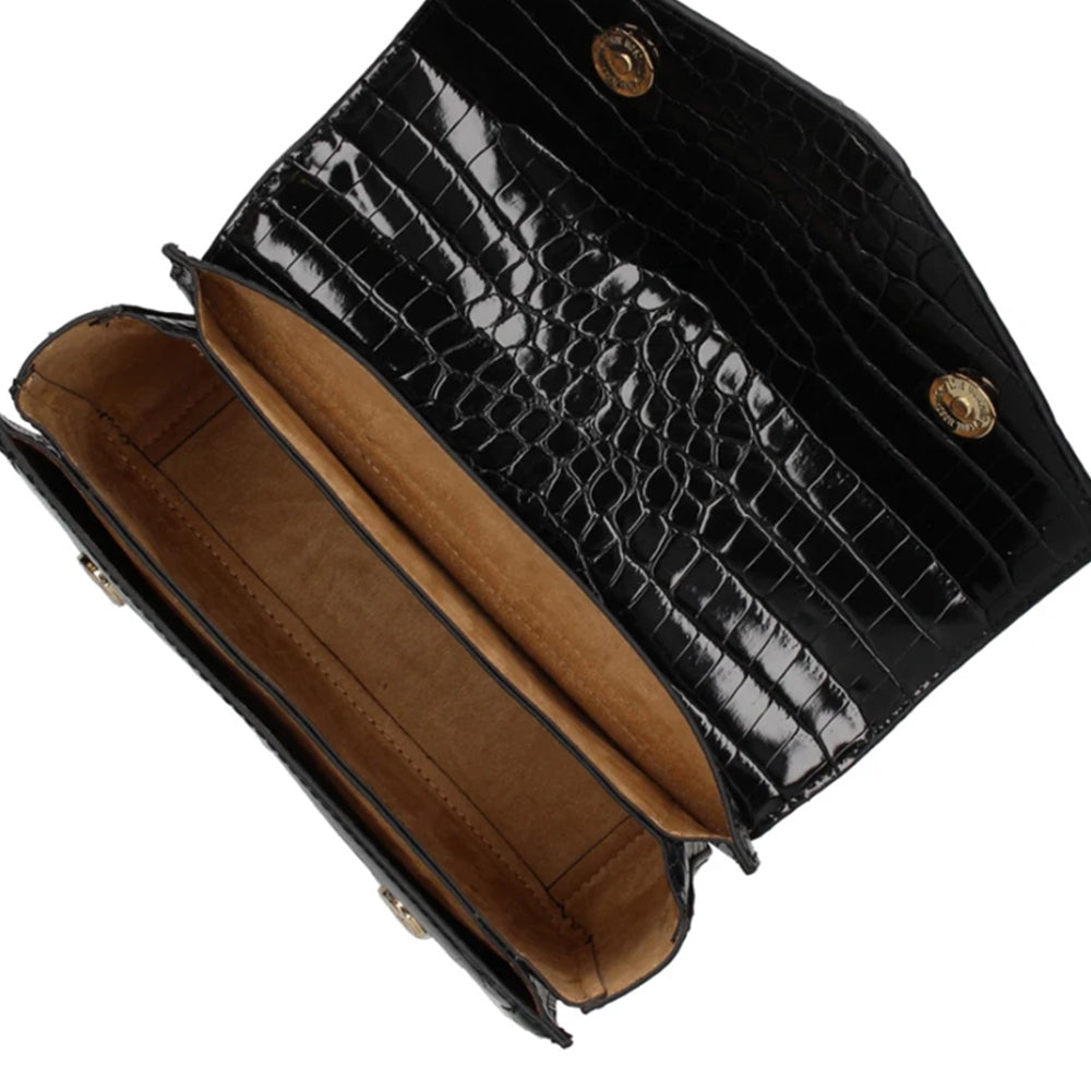 Borsa Donna a Spalla LOVE MOSCHINO linea Chain Detail stampa Cocco Nero