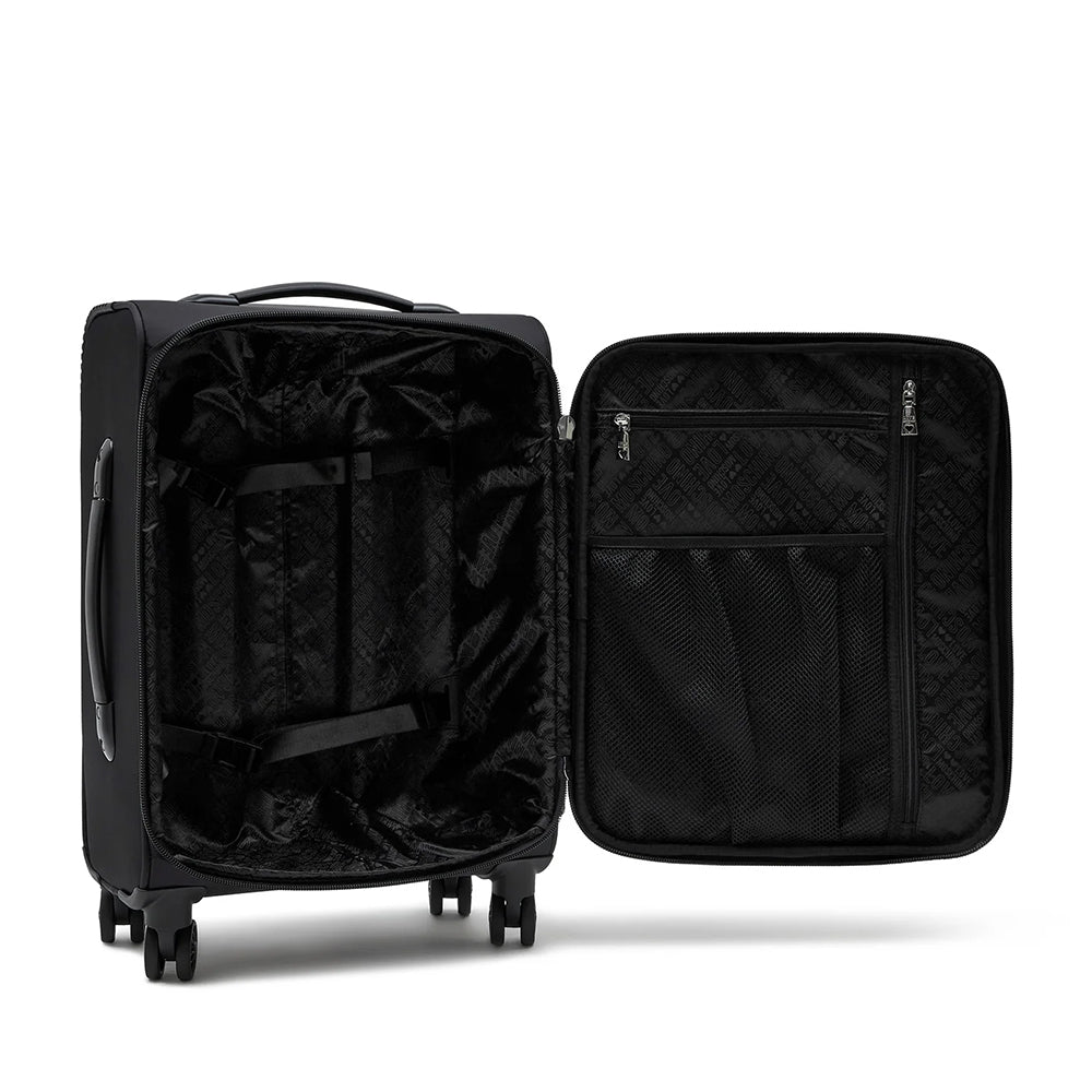 Trolley Cabina 55cm LOVE MOSCHINO in Tessuto Nero con Maxi Logo Bianco