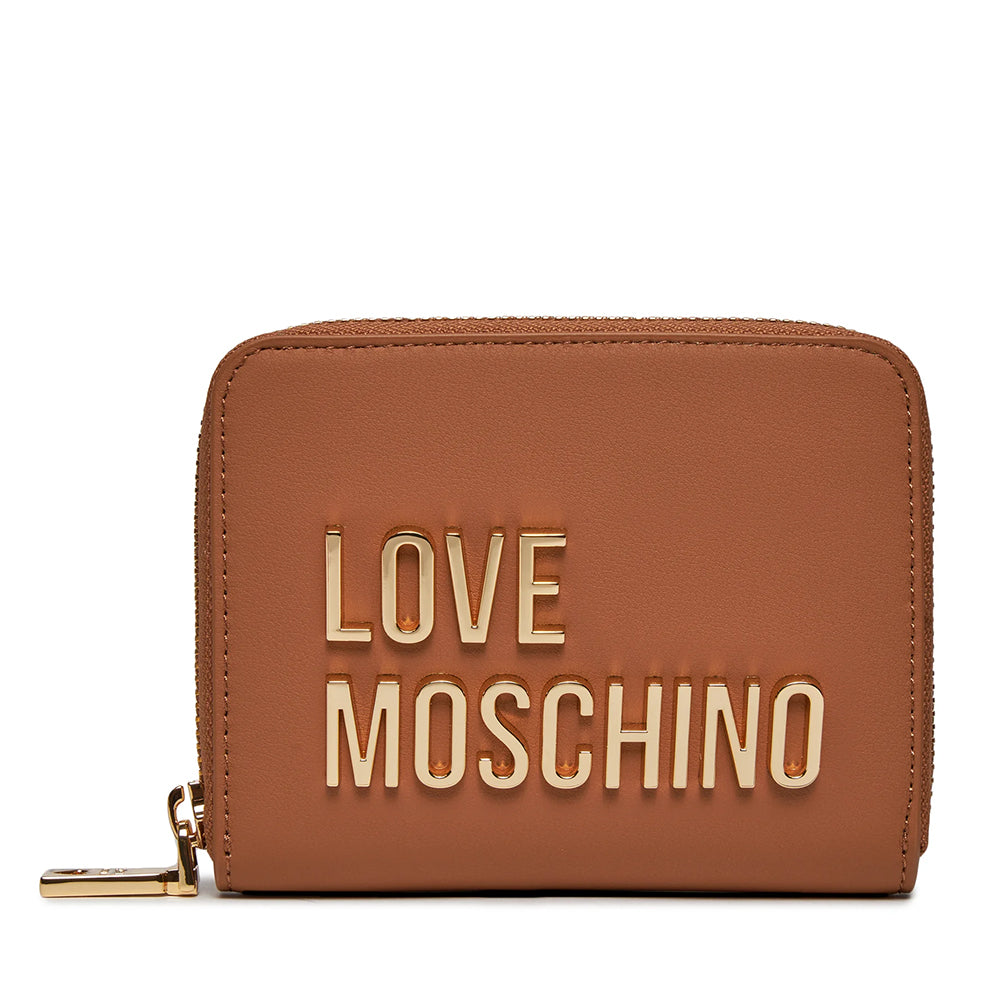 Portafoglio Donna Piccolo Zip Around LOVE MOSCHINO linea Bold Love color Cammello