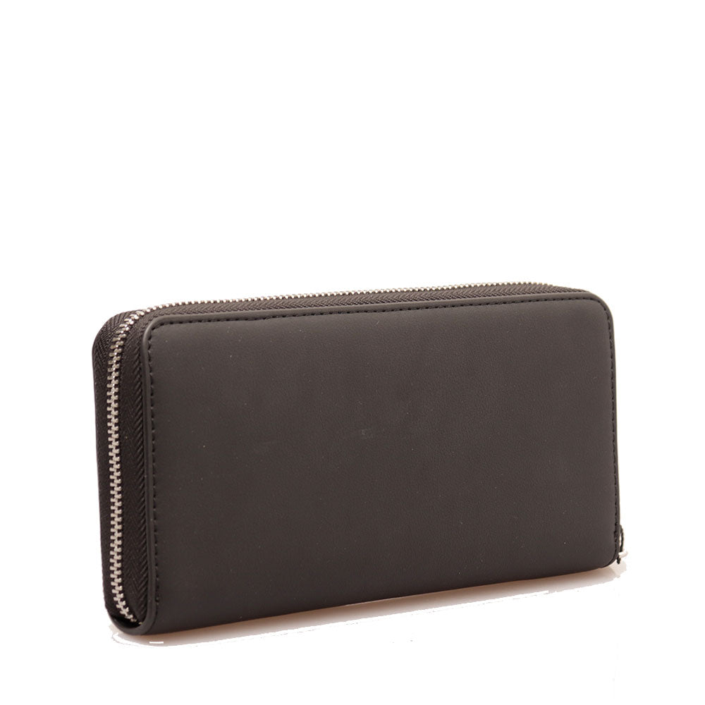 Portafoglio Donna Grande Zip Around LOVE MOSCHINO con Polsiera Nero e Nikel