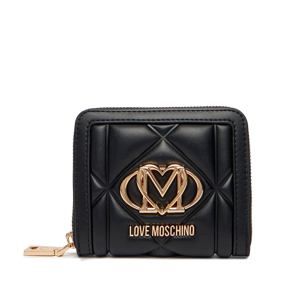 Portafoglio Piccolo Zip Around LOVE MOSCHINO linea Embossed Nero