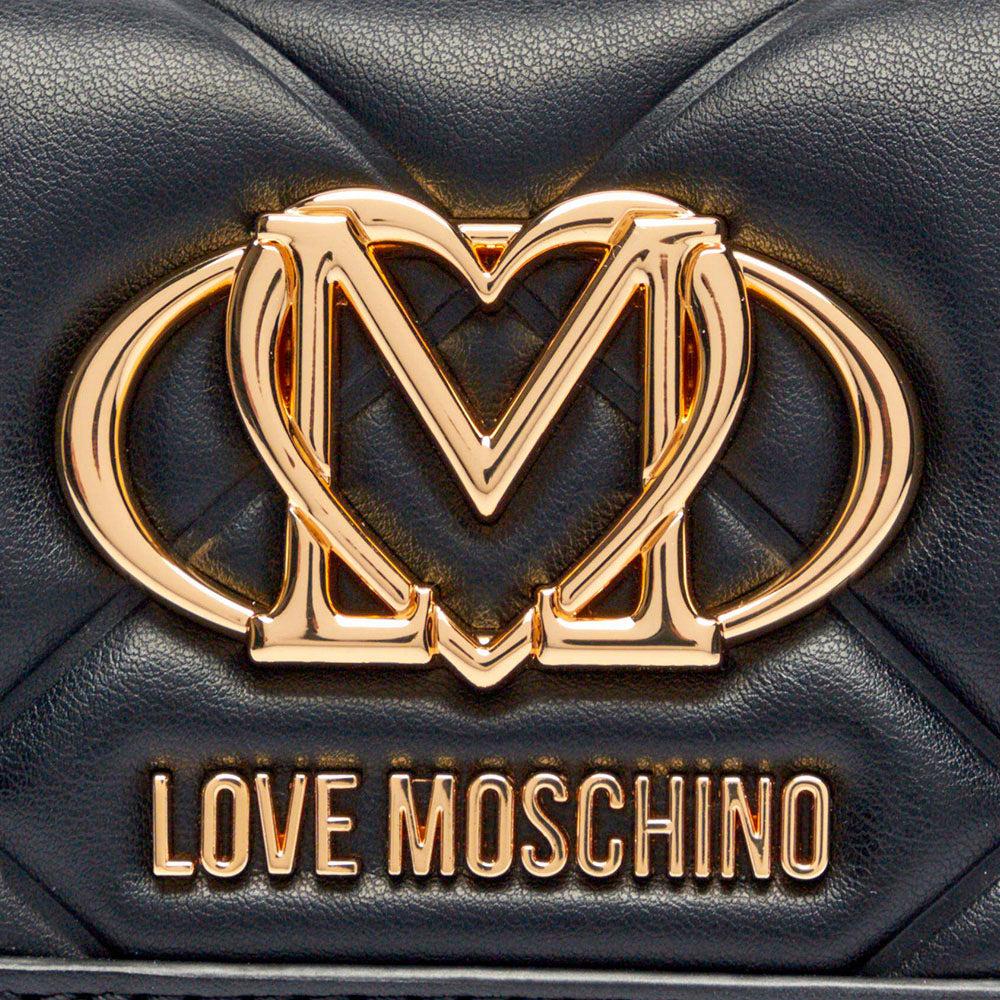 Portafoglio Piccolo Trapuntato con Bottone LOVE MOSCHINO linea Embossed Nero