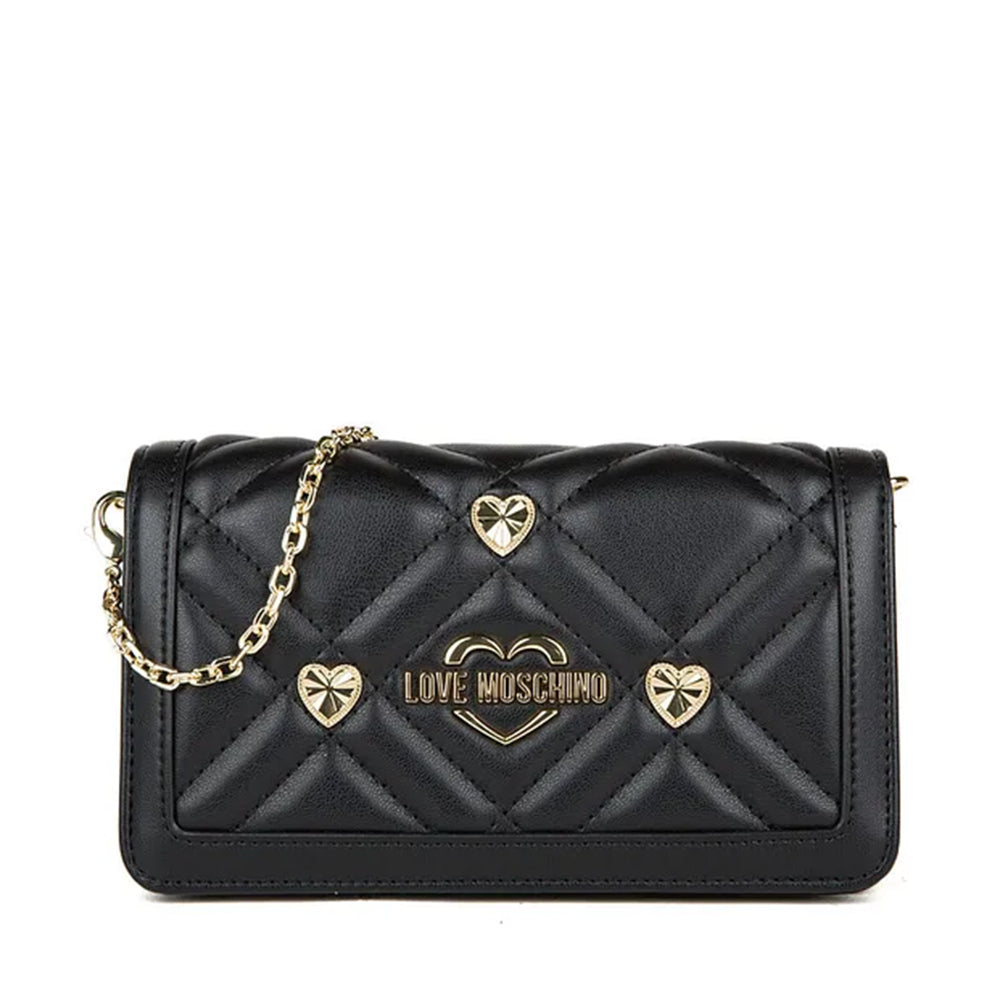 Mini Clutch con Tracolla LOVE MOSCHINO linea Jewel Hearts Nero
