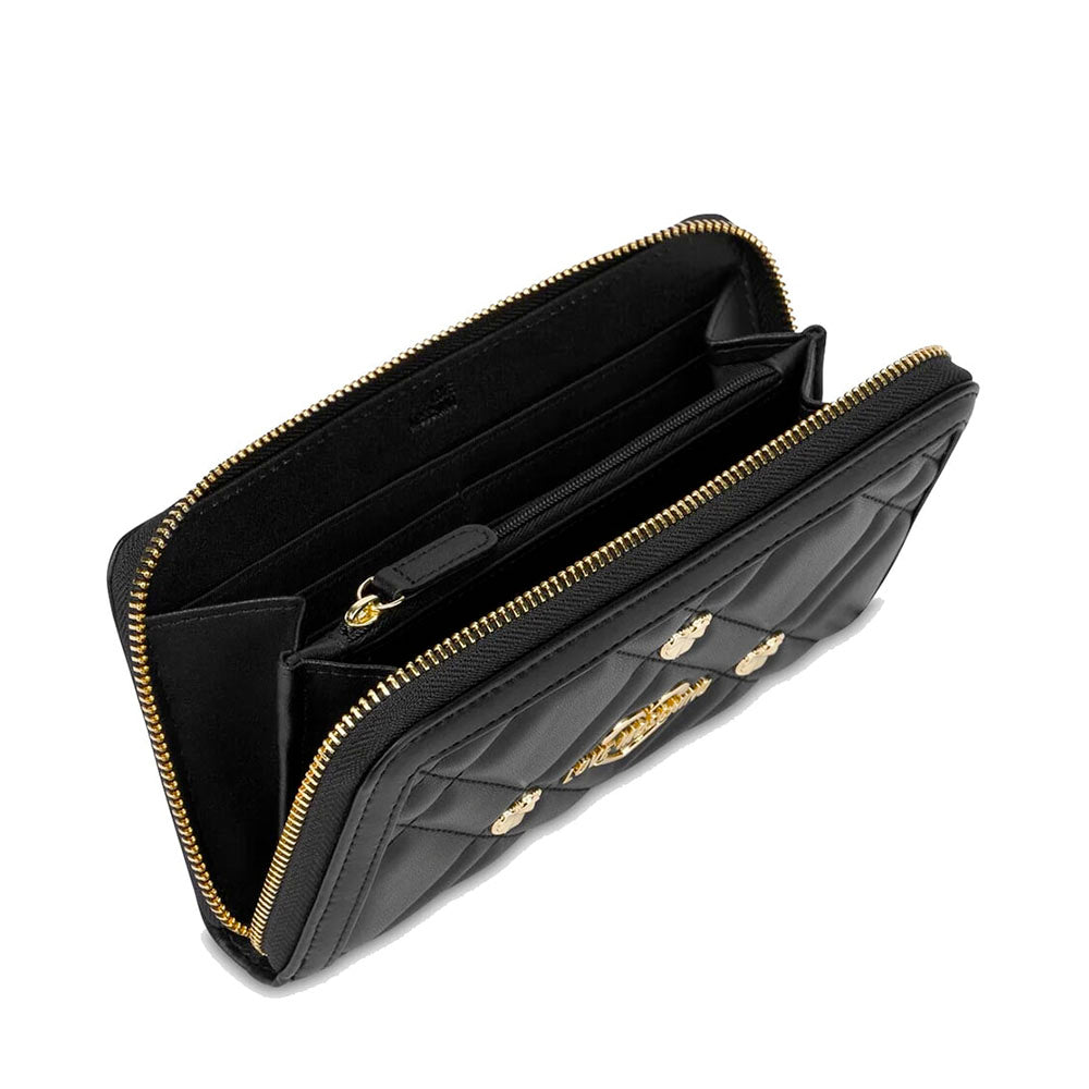 Portafoglio Trapuntato Zip Around LOVE MOSCHINO linea Sweet Studs Nero