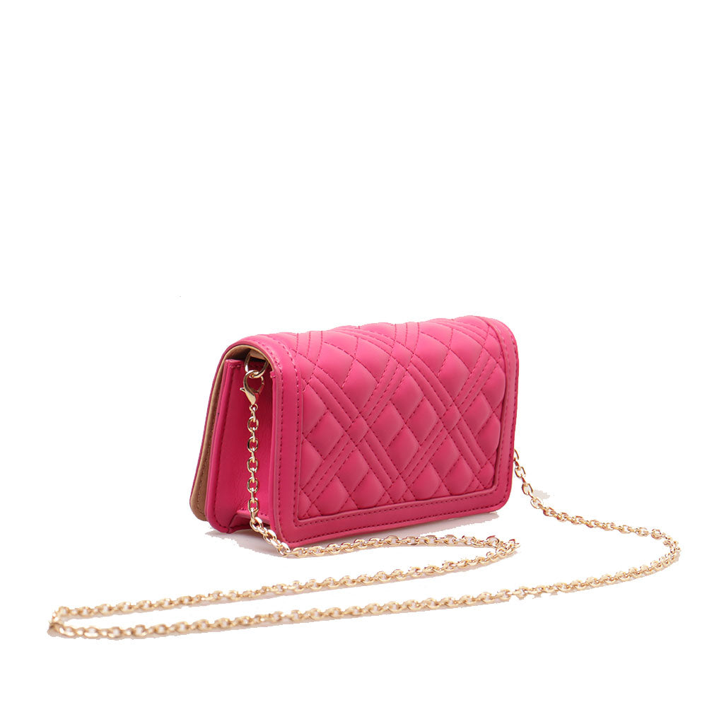 Mini Clutch con Tracolla LOVE MOSCHINO linea Shiny Quilted Magenta