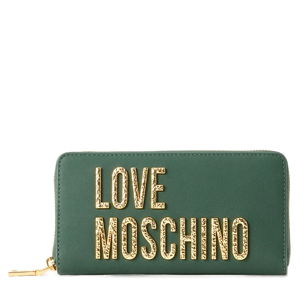 Portafoglio Donna Zip Around LOVE MOSCHINO Verde con Maxi Logo