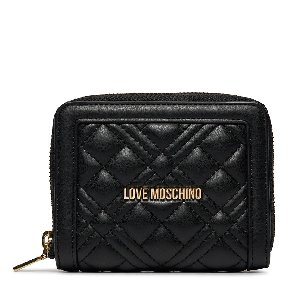 Portafoglio Donna Piccolo Zip Around Trapuntato LOVE MOSCHINO linea Quilted Nero