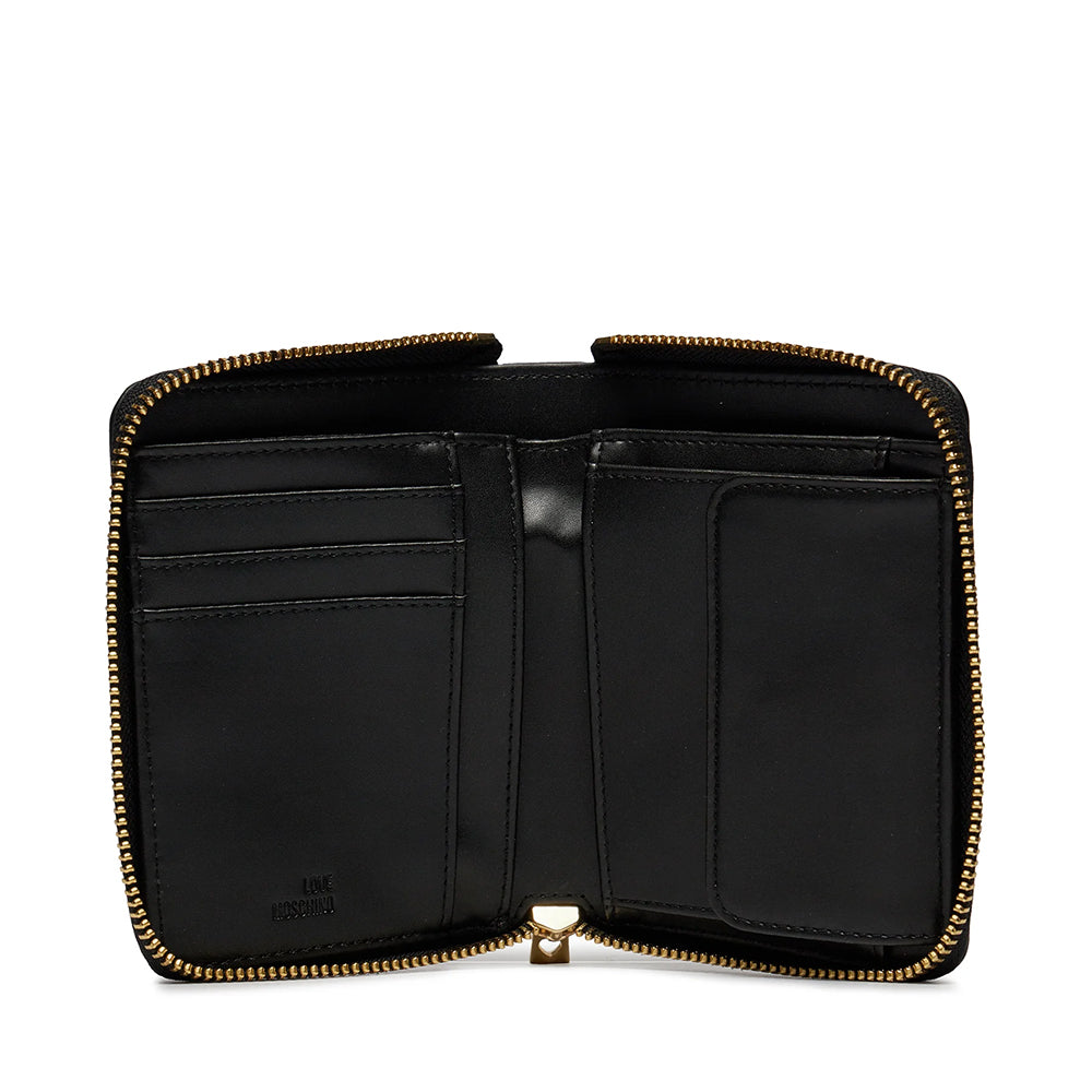 LOVE MOSCHINO QUILTED LINIE
Kleine Damen-Geldbörse mit umlaufendem Reißverschluss, gesteppt, Schwarz