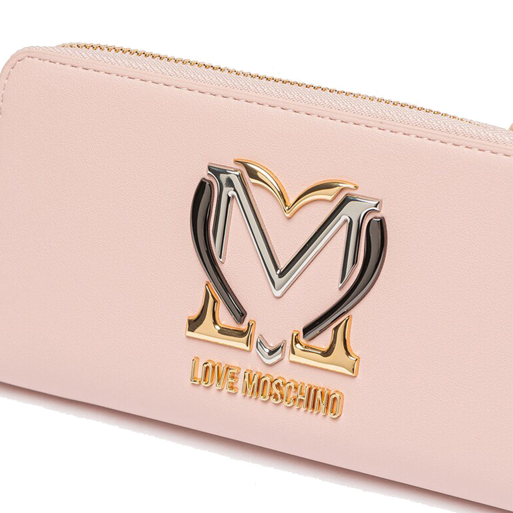 Portafoglio Donna Zip Around LOVE MOSCHINO linea Colorful Heart Rosa Cipria