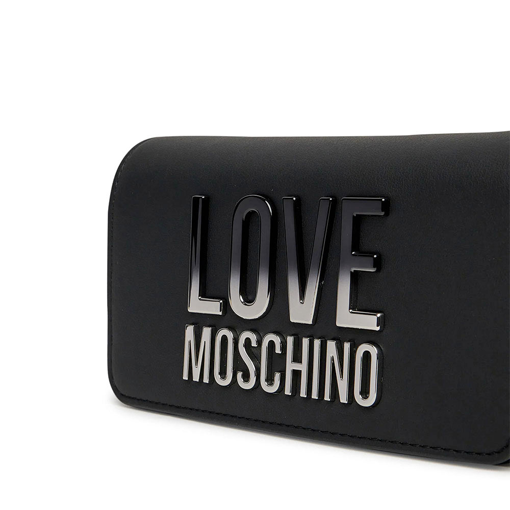 Mini Clutch con Tracolla LOVE MOSCHINO Nera con Logo Lettering Sfumato