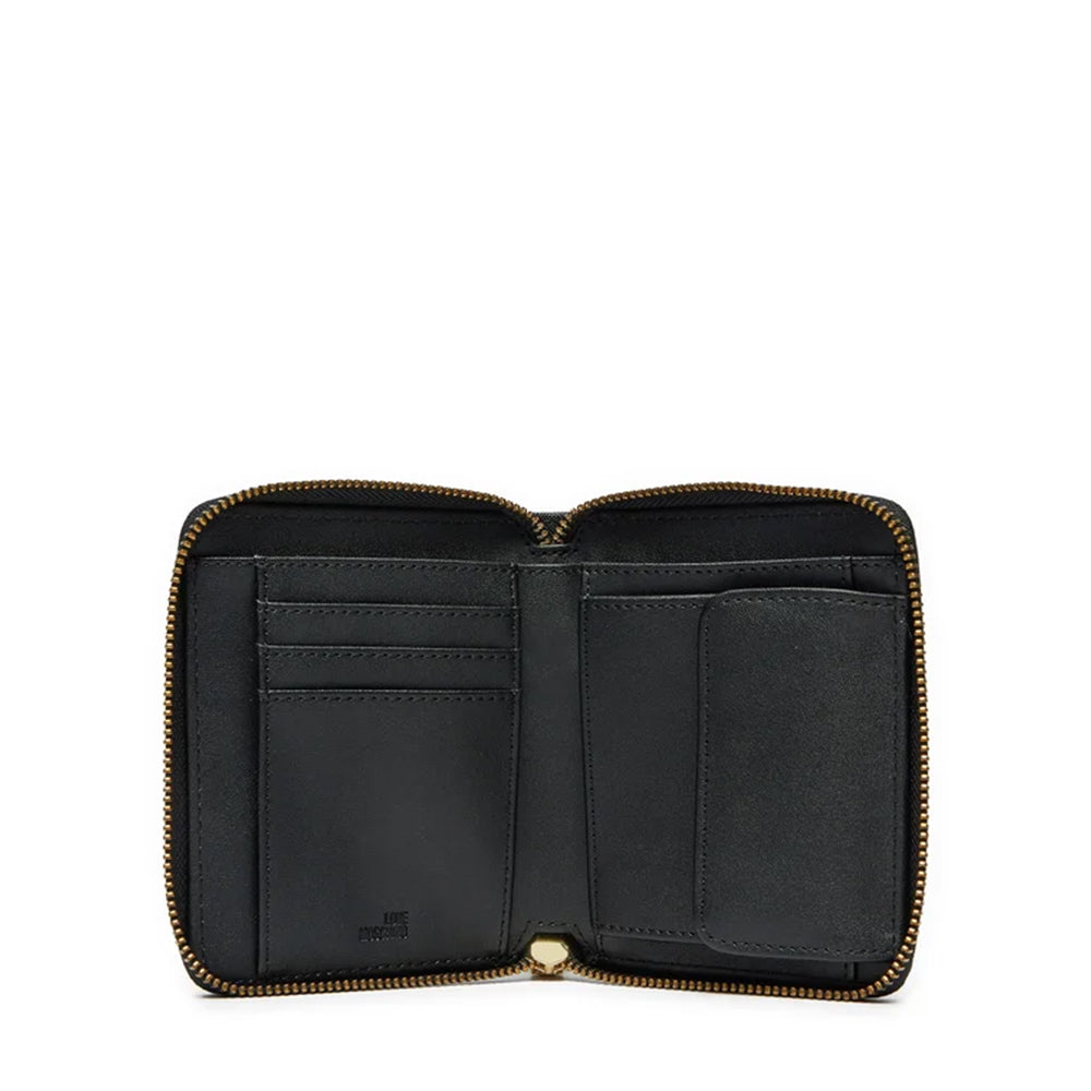 Portafoglio Donna Piccolo Zip Around LOVE MOSCHINO stampa Saffiano Nera