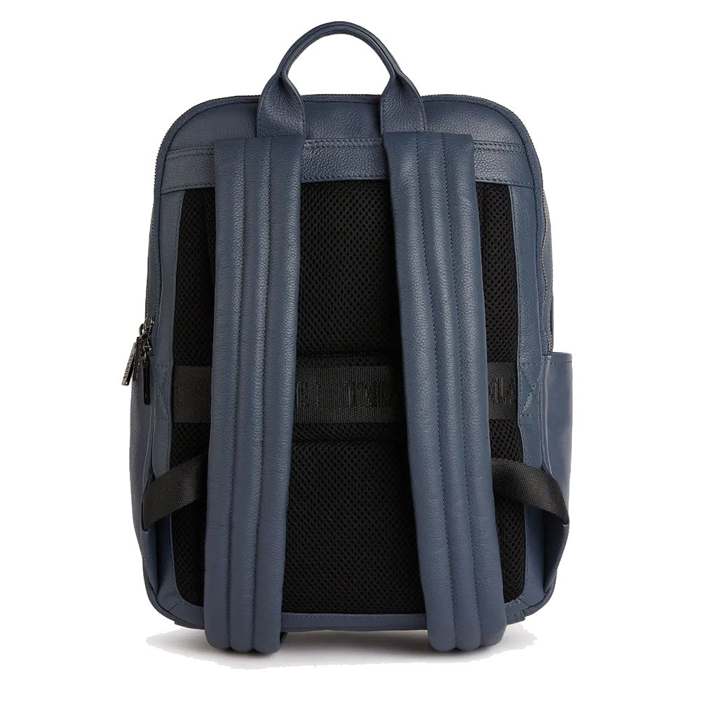 Alviero Martini 1A Classe Herren-Laptop-Rucksack, Trip Leather Line, aus Denim-blauem Leder, LA87