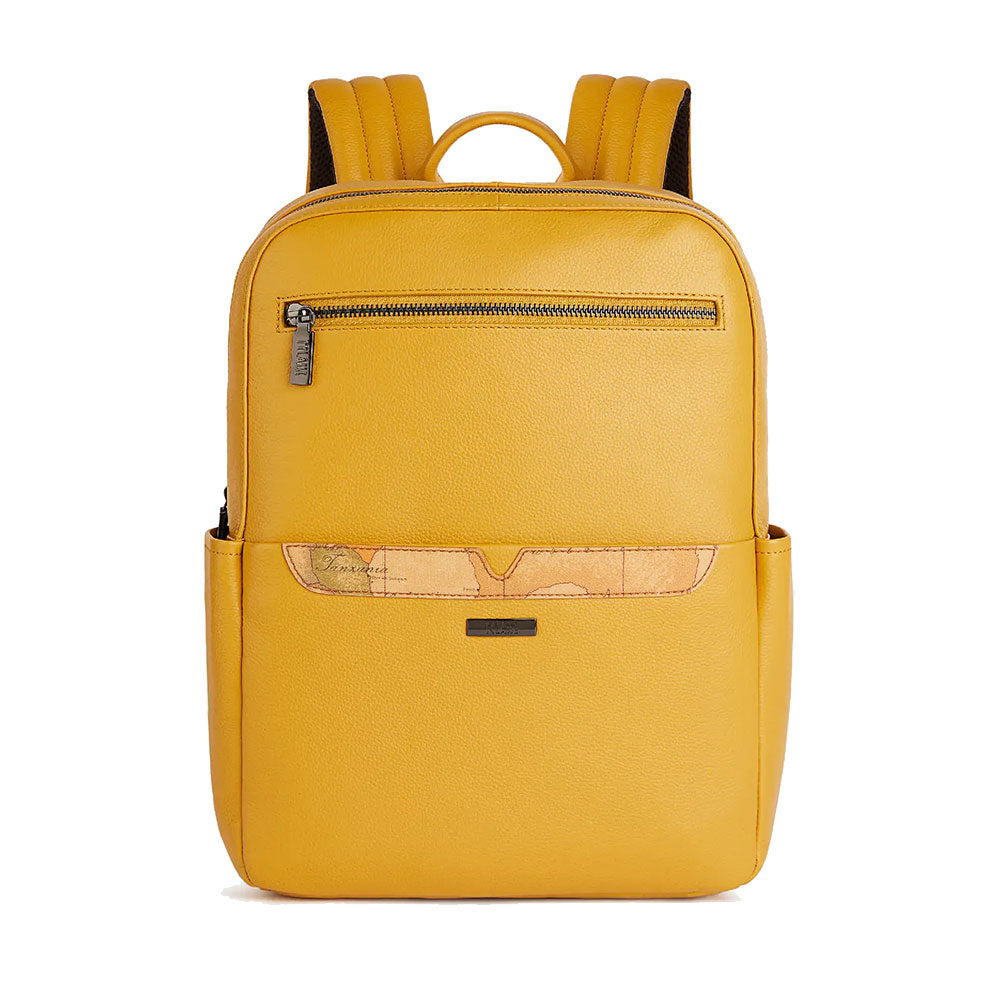 Alviero Martini 1A Classe Herren Laptop-Rucksack, Trip Leather Line, Senfgelbes Leder, LA87