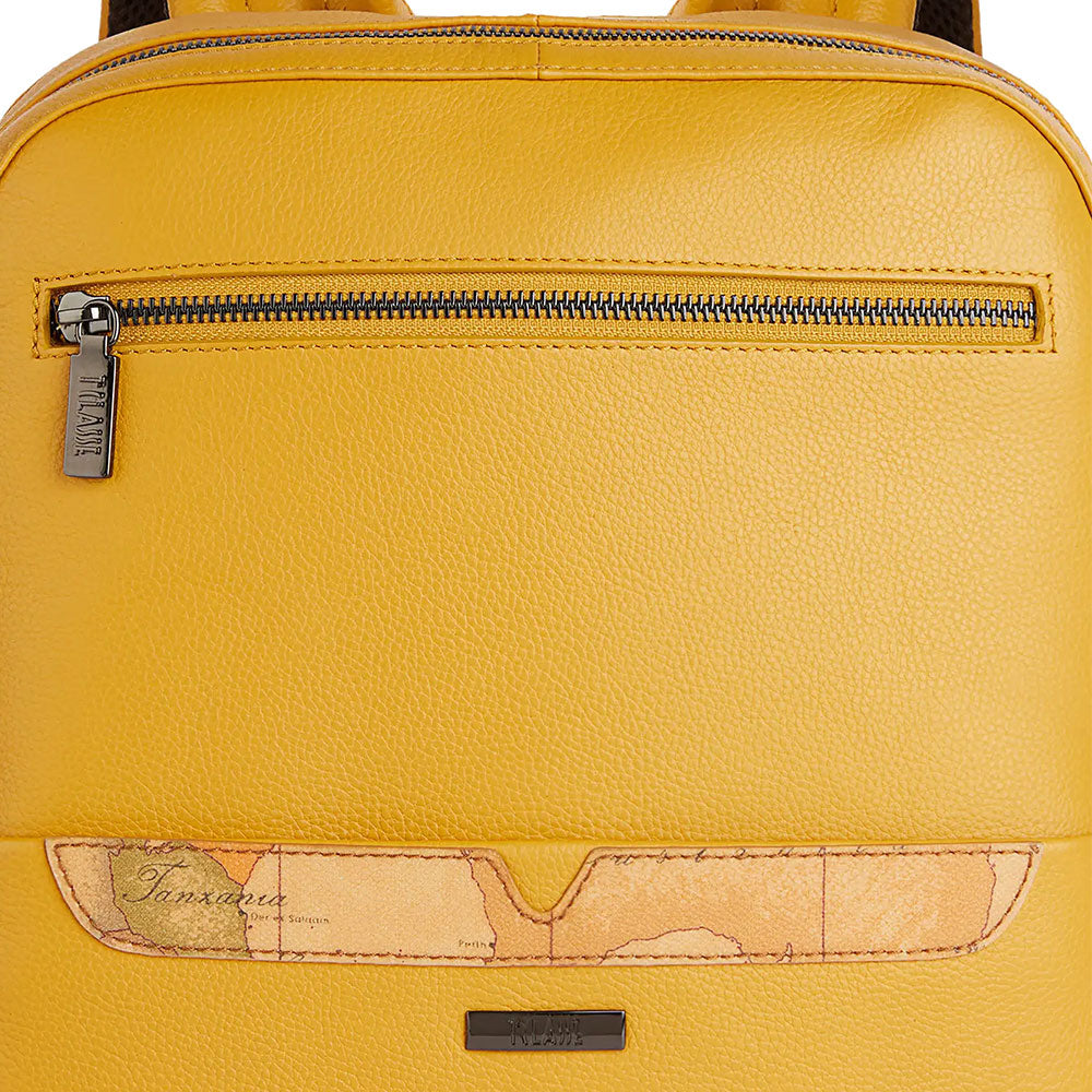Alviero Martini 1A Classe Herren Laptop-Rucksack, Trip Leather Line, Senfgelbes Leder, LA87