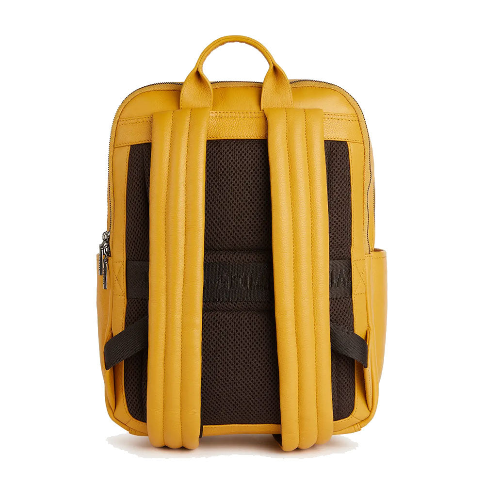 Alviero Martini 1A Classe Herren Laptop-Rucksack, Trip Leather Line, Senfgelbes Leder, LA87