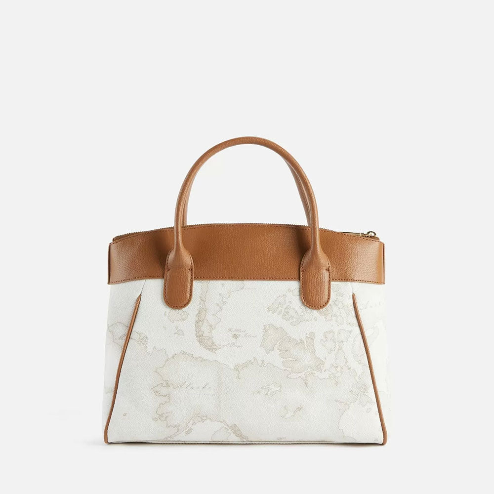 Borsa a Mano 1A Classe Alviero Martini linea Heritage Geo colore Geo White e Cuoio LC14