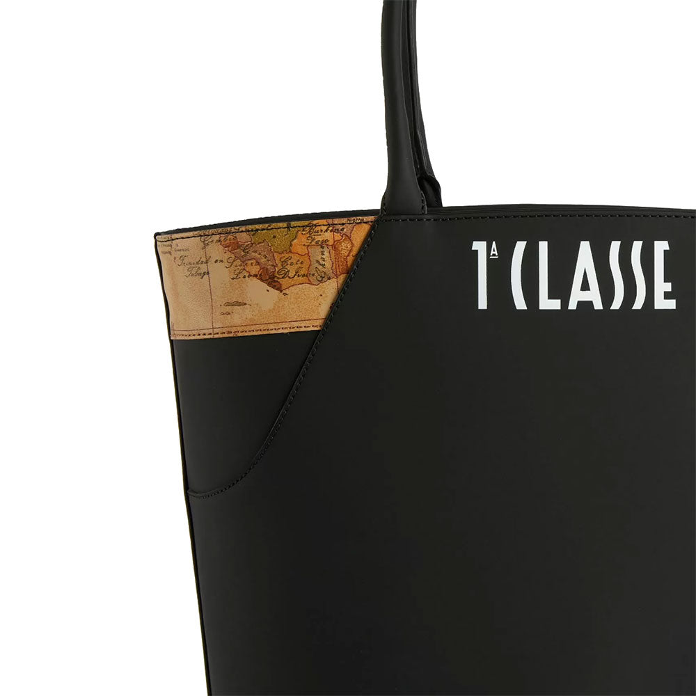 Shopping Bag 1A Classe Alviero Martini linea Geo Mirage in Tessuto Gommato Nero LC65