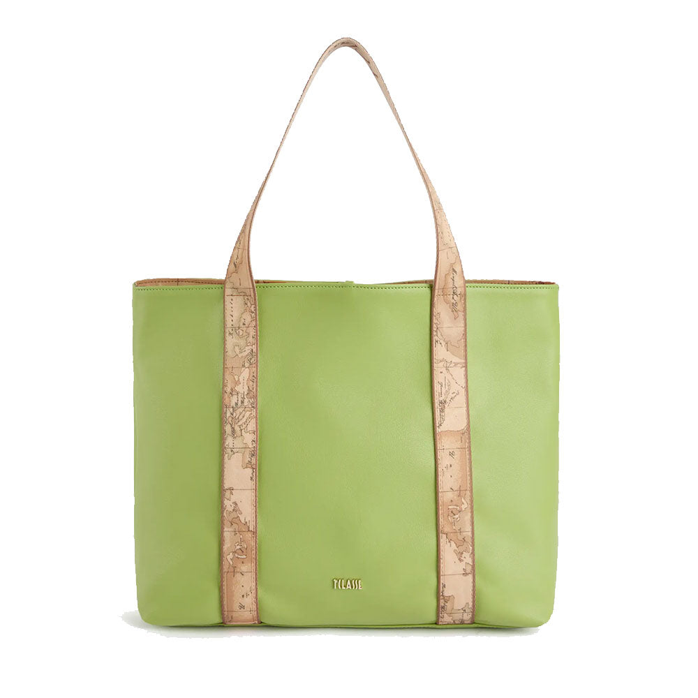 Shopping Bag Reversibile 1A Classe Alviero Martini linea Reverse Soft Verde Mela e Geo Classic LC98