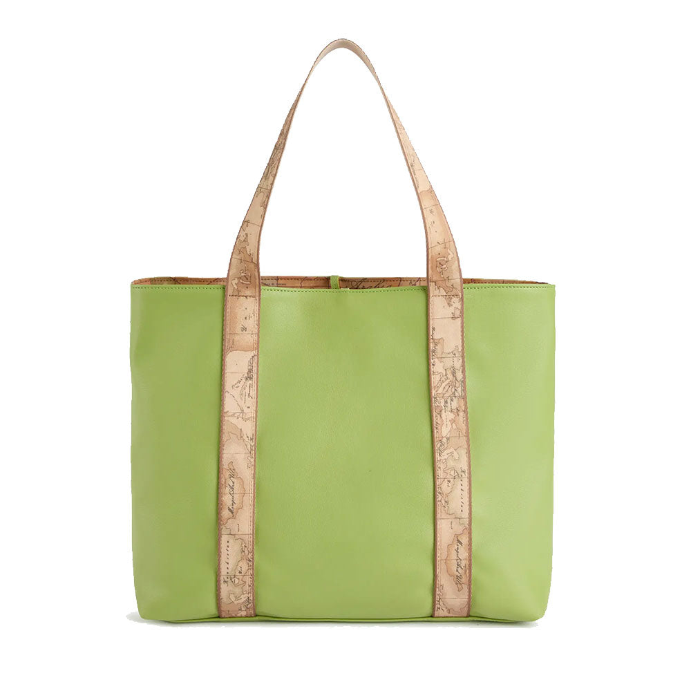 Shopping Bag Reversibile 1A Classe Alviero Martini linea Reverse Soft Verde Mela e Geo Classic LC98