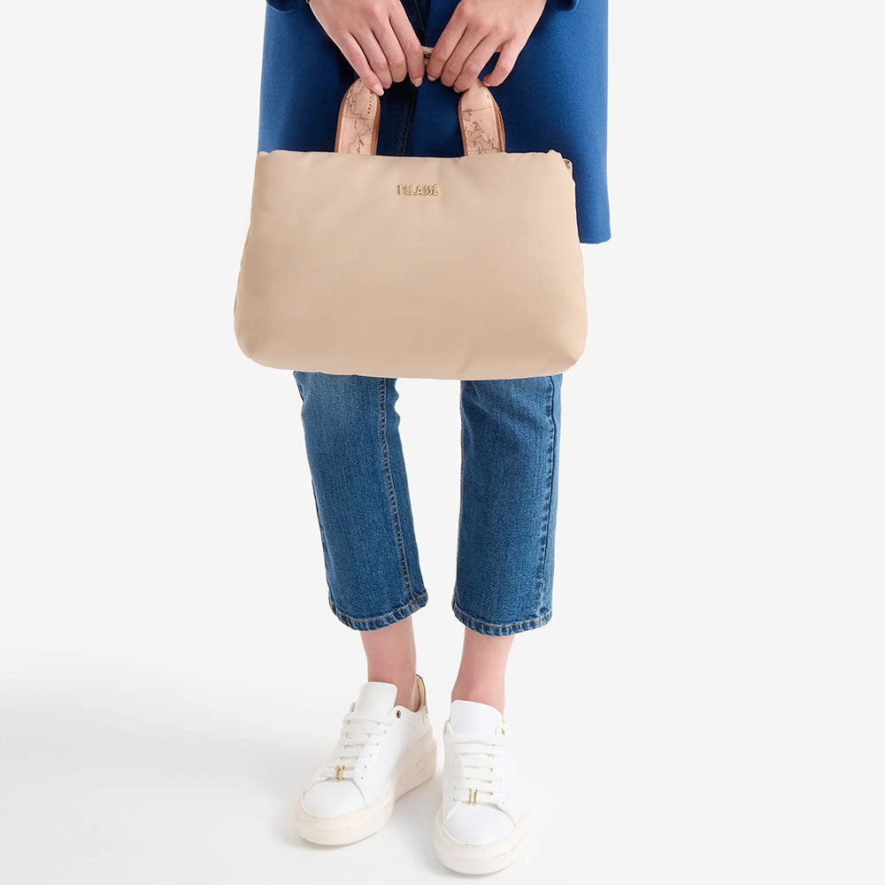 Borsa Donna a Mano 1A Classe Alviero Martini linea Puffy Nylon Greige LD22