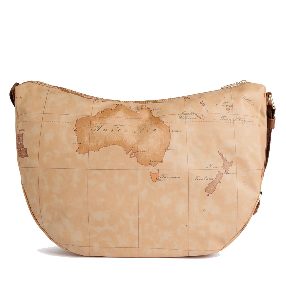 Mezzaluna Grande a Tracolla 1A Classe Alviero Martini linea Highland Soft Geo Classic e Castagna LD36