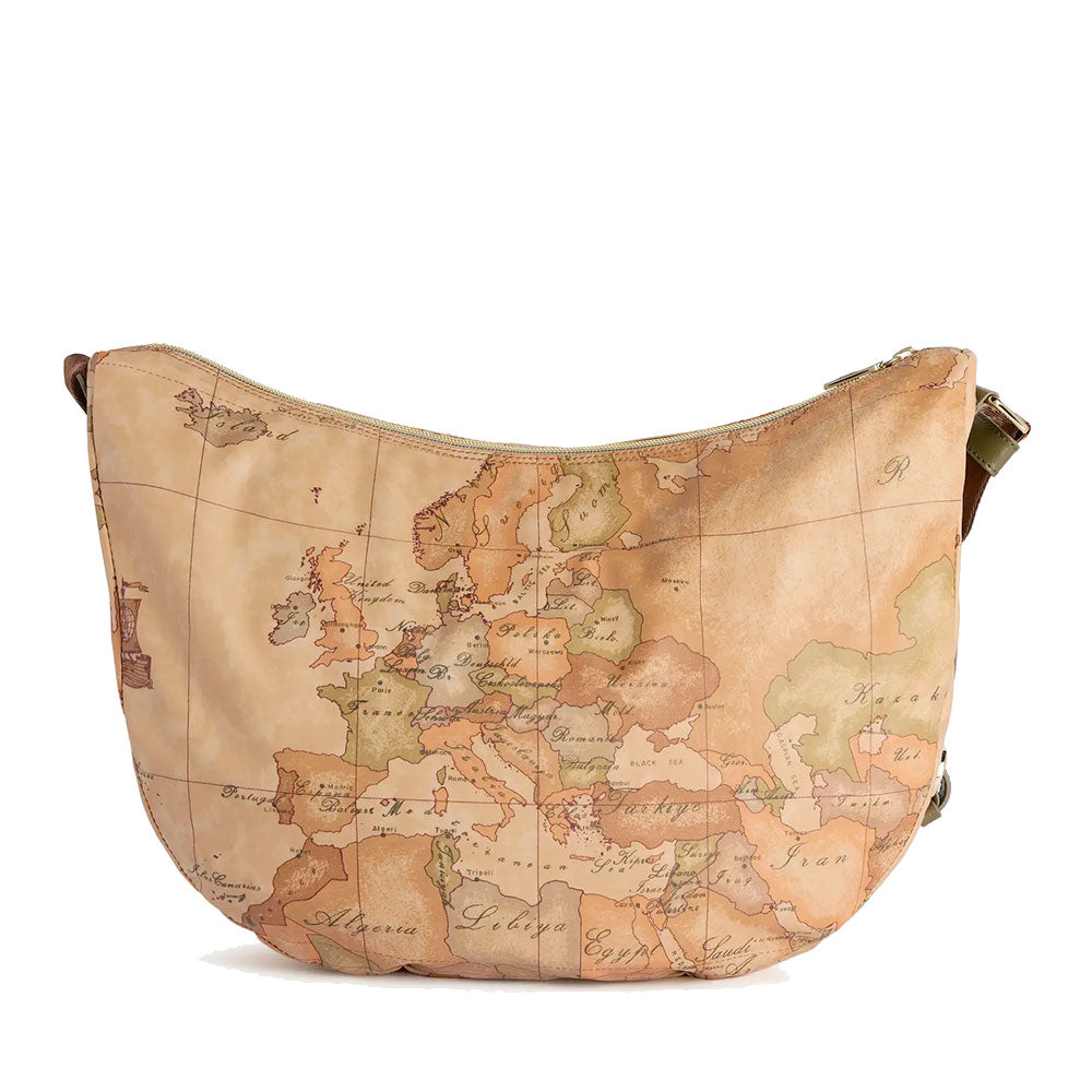 Mezzaluna Grande a Tracolla 1A Classe Alviero Martini linea Highland Soft Geo Classic e Verde Muschio LD36