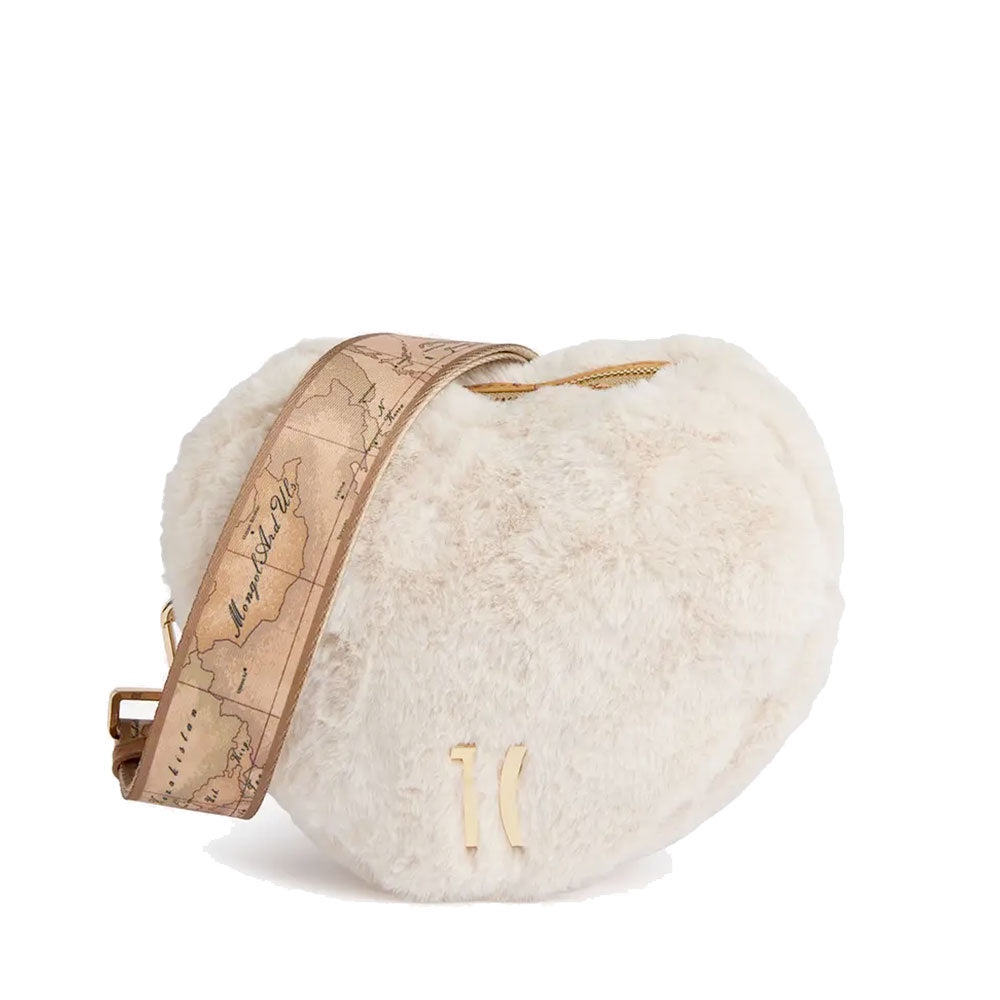 Fluffys Borsa A Tracolla Donna Morbida A Forma Di Cuore - Moda Invernale, Grande Capacità, Leggera, Colori Nero/Bianco/Marrone, 15x7x25 Cm