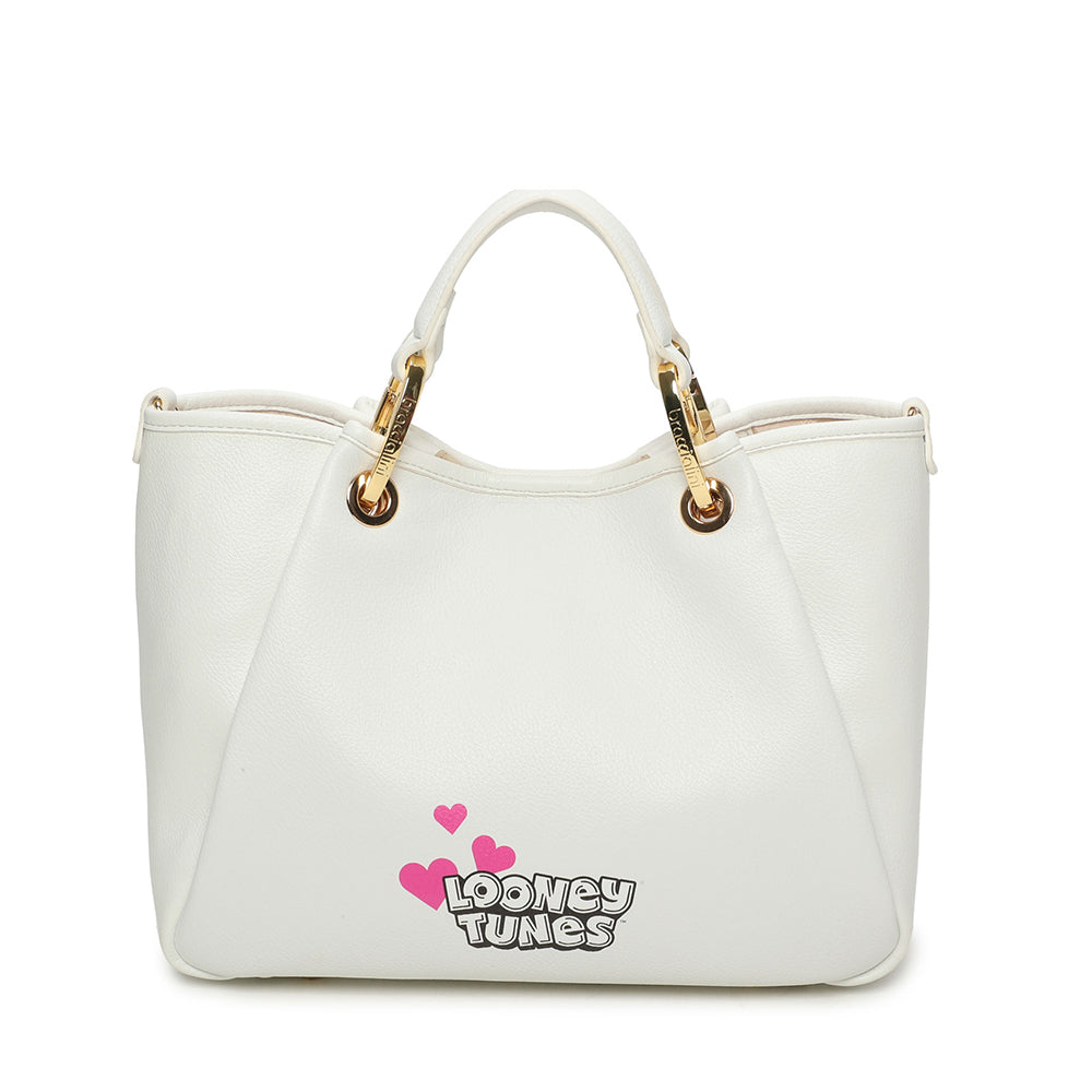 BRACCIALINI Damen Handtasche Amy Looney Tunes Weiß Sylvester Print