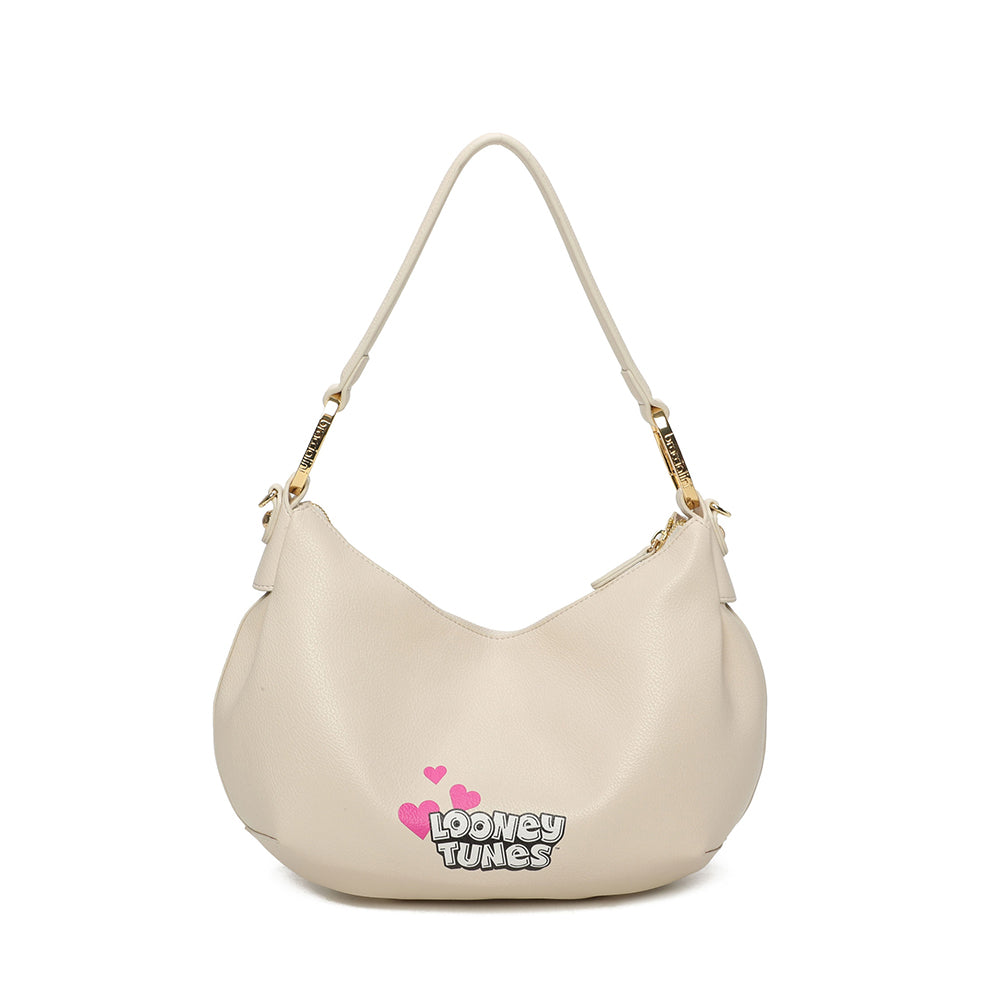 Borsa Donna a Spalla BRACCIALINI linea Amy Looney Tunes Beige stampa Bugs Bunny