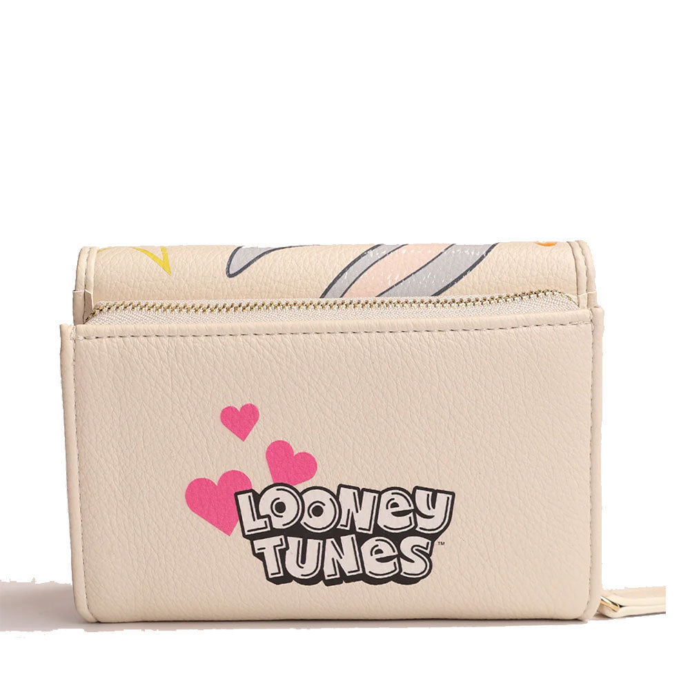 BRACCIALINI Damen-Geldbörse mit Knopf, Amy Looney Tunes Beige Line, Bugs Bunny Print