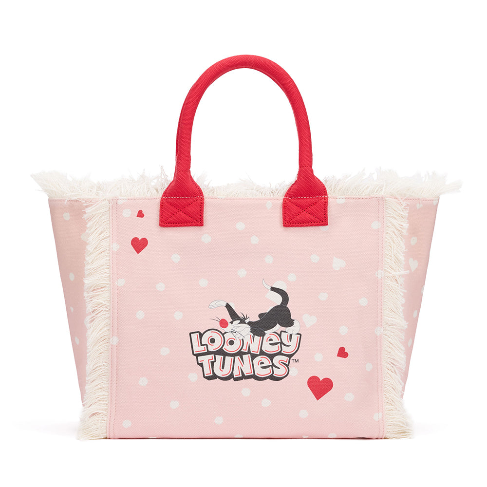 Borsa Donna a Mano BRACCIALINI linea Summer Looney Tunes in Tessuto stampa Silvestro