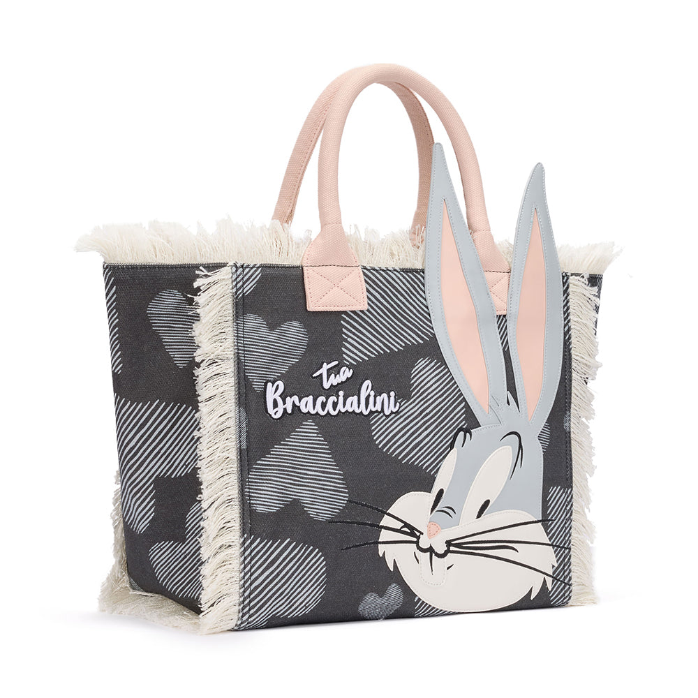 Borsa Donna a Mano BRACCIALINI linea Summer Looney Tunes in Tessuto Stampa Bugs Bunny