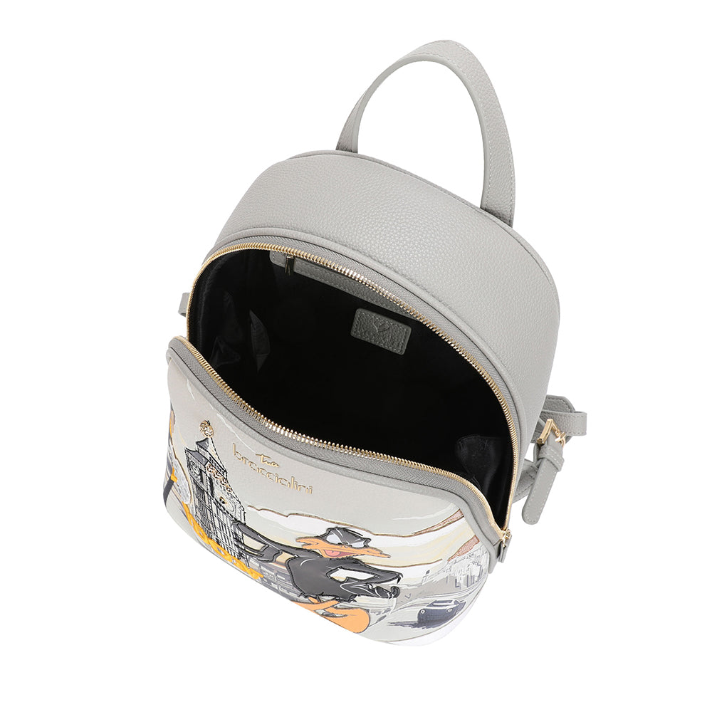 BRACCIALINI Damen-Rucksack mit Cartoline LT Grey Line und Daffy Duck Print