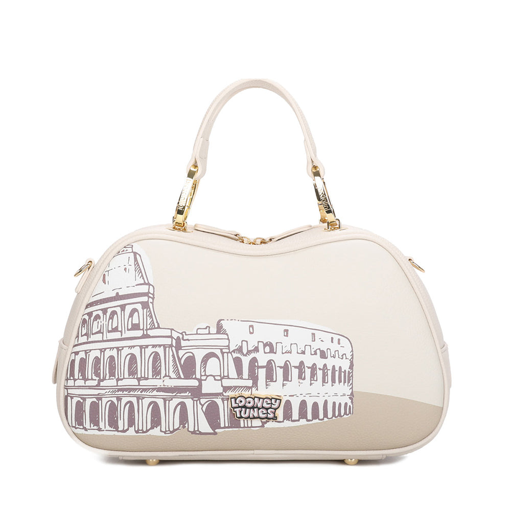BRACCIALINI Damenhandtasche Cartoline LT Linie Elfenbein Porky und Petunia Druck