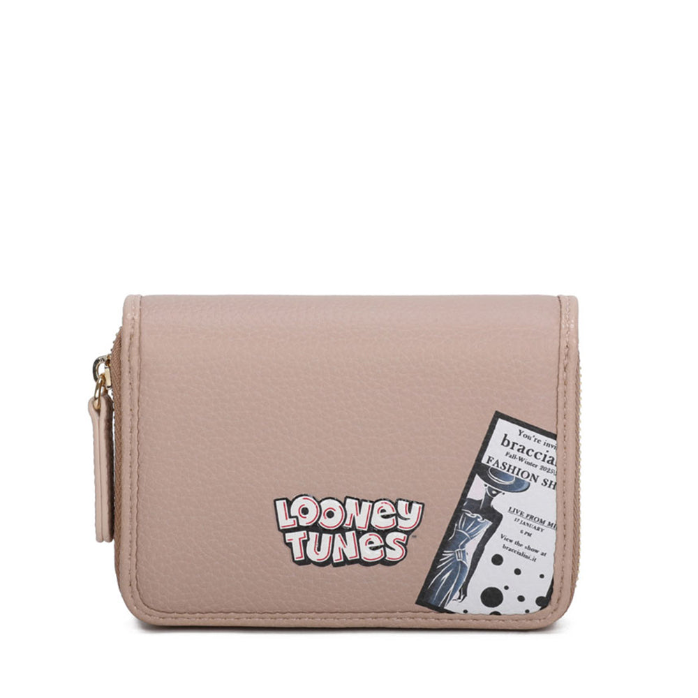 BRACCIALINI Damen-Geldbörse mit Knopf, Cartoline LT Beige Line, Lola Bunny Print