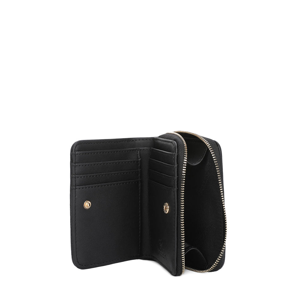 BRACCIALINI Damen Geldbörse mit Knopf, Cartoline LT Line, Schwarz, Silvestro Print