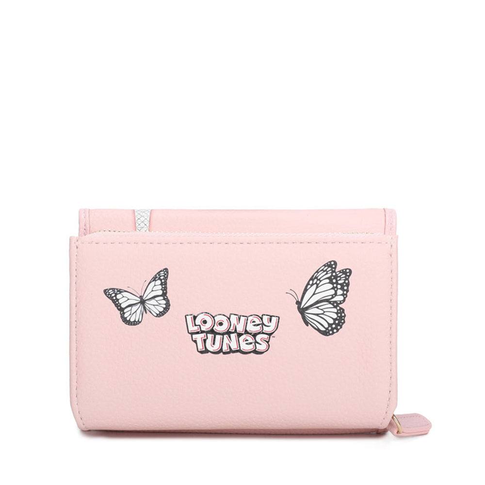 BRACCIALINI Damen-Geldbörse, mittelgroß, mit Knopf, Cartoline LT Pink, Tweety-Print