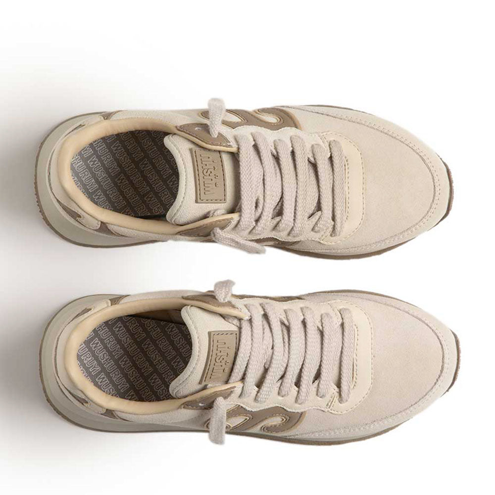 Sneakers Donna WUSHU RUYI Master All Suede MAS01 in Camoscio Snow White e Macchiato Milk
