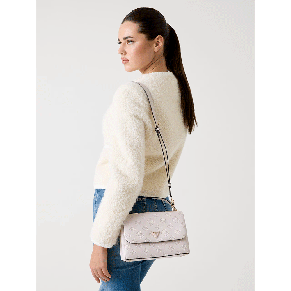 Borsa Donna a Mano con Tracolla GUESS Linea Tisha colore Stone Logo Misura Piccola
