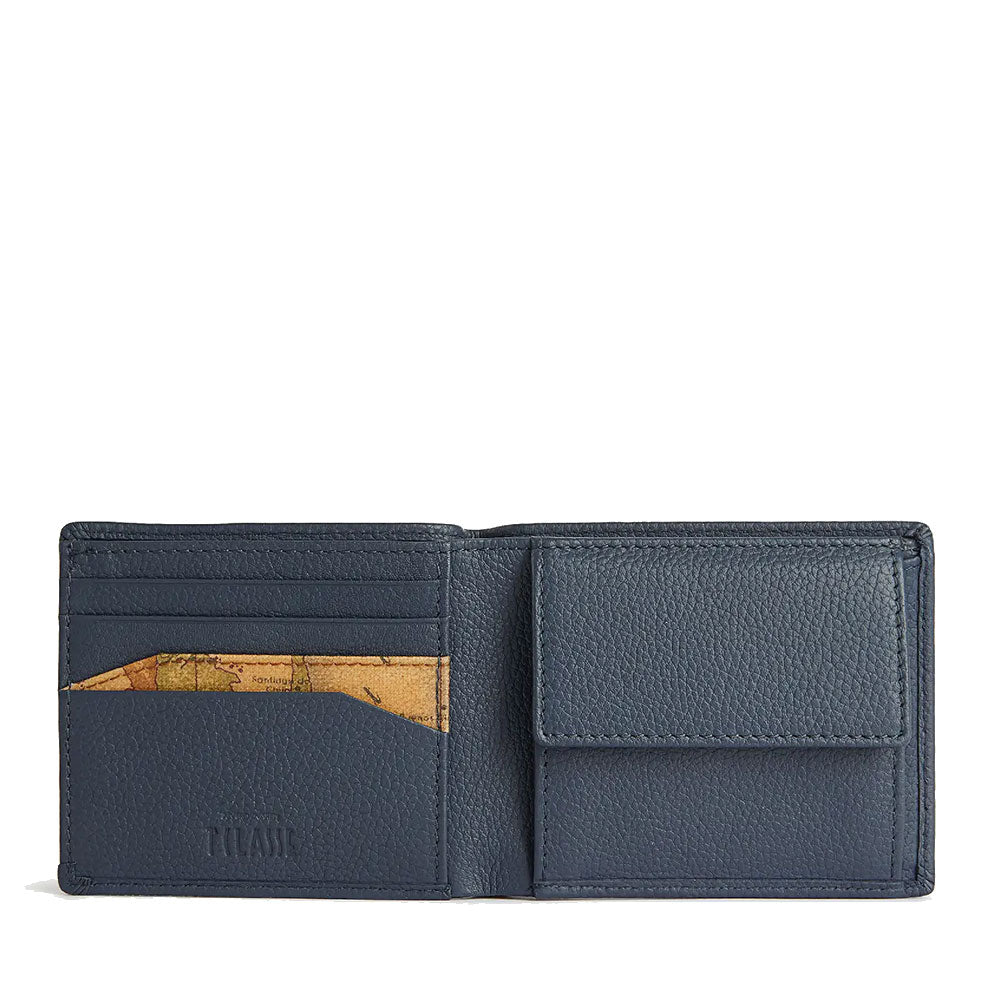 Portafoglio Uomo Piccolo 1A Classe Alviero Martini linea Trip Leather in Pelle Blu Denim PN80